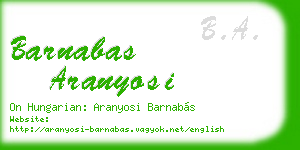 barnabas aranyosi business card