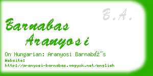 barnabas aranyosi business card